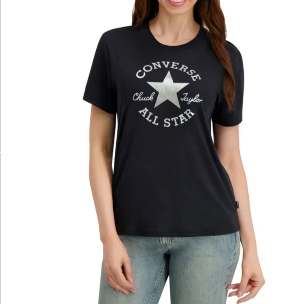 New! Converse Women’s Graphic All Star Classic Fit Casual Tee Black Select Size!
